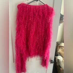 DAVI & DANI Vibrant Pink Fringe Shirt